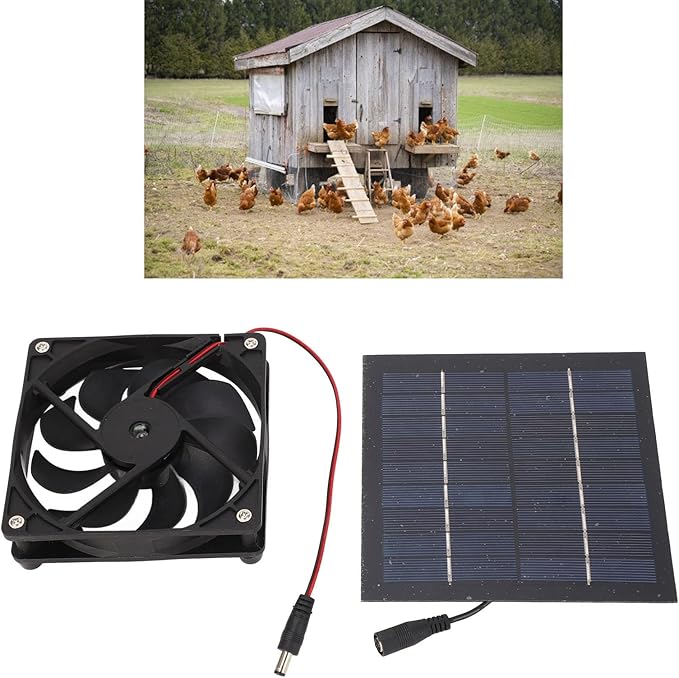 Solar Fan, Solar Powered Fan Exhaust Fan Solar Panel Fan Kit 50w Greenhouse Fan Solar Attic Fan, Chicken Coop Accessories for Home Shed Chicken Coop Pet House Window Black