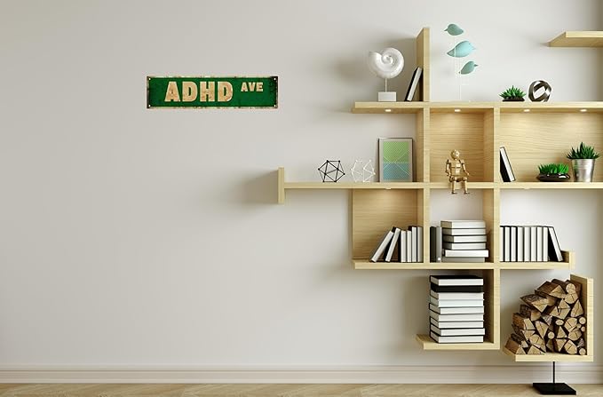 Funny Adhd Ave Man Cave Accessories Kitchen Signs Farmhouse Wall Decor Vintage Metal Tin Signs Street Signs Home Room Door Decor 4x16 in