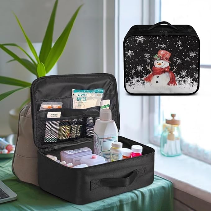 Rnyleeg Snowman First Aid Kit Bag Empty Christmas First Aid Kit for Home Medical Trauma Bag Portable Compact Trauma Medical Kits