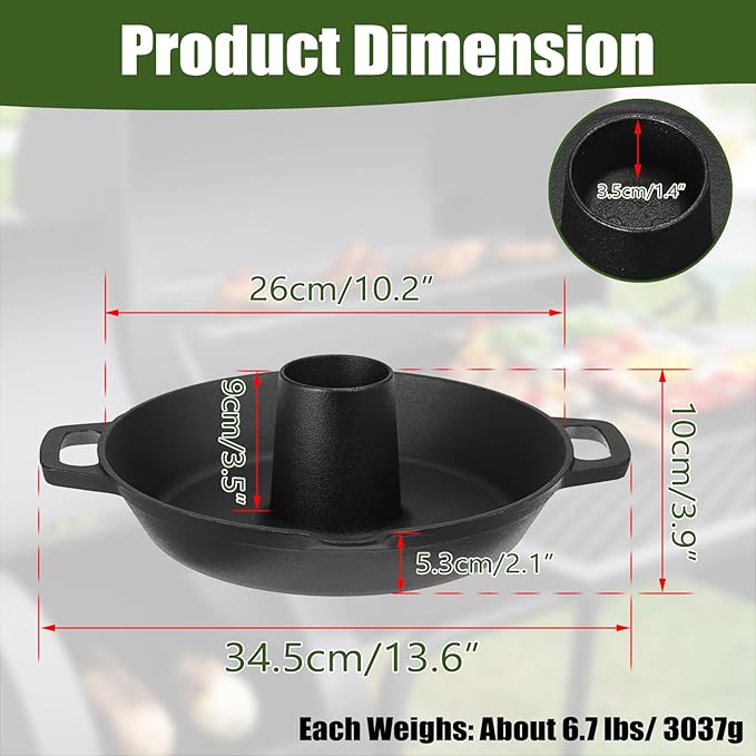 Cast Iron Chicken Roaster, Vertical Beer Can Chicken Holder with Drip Pan, Pre-Seasoned Poultry Roaster for Grill, Cast Iron Roast Turkey Stand, Roasting Pan & BBQ Grilling Accessories