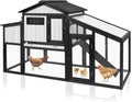 65.3" L Chicken Coop and Run, Wooden Hen House for 1-2 Chickens with Nesting Box, Tray, Perches Indoor/Outdoor Pet Hutch Backyard Use, Combinable, Black
