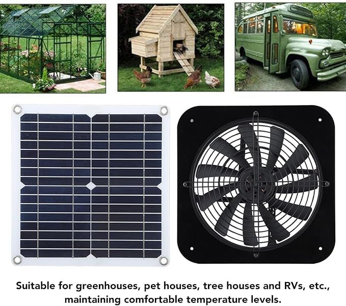 100W 18V Solar Panel Exhaust Fan 13.5 Inch Solar Powered Ventilator for Attic RV Greenhouse Pet House Chicken Coop Suitable for Indoor Outdoor Use