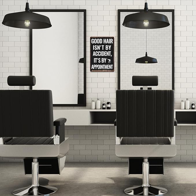 Sanwarm Metal Sign 8X12 Inch, Hair Salon Make An Appointment Vintage Tin Sign Barbershop Wall Decor