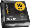 PROTARP Extra Heavy Duty 16 Mil Tarp Cover, Waterproof, UV Resistant, Rip and Tear Proof, Poly Tarpaulin with Reinforced Edges for Roof, Camping, Patio, Pool, Boat. (Black 10′ X 20′)
