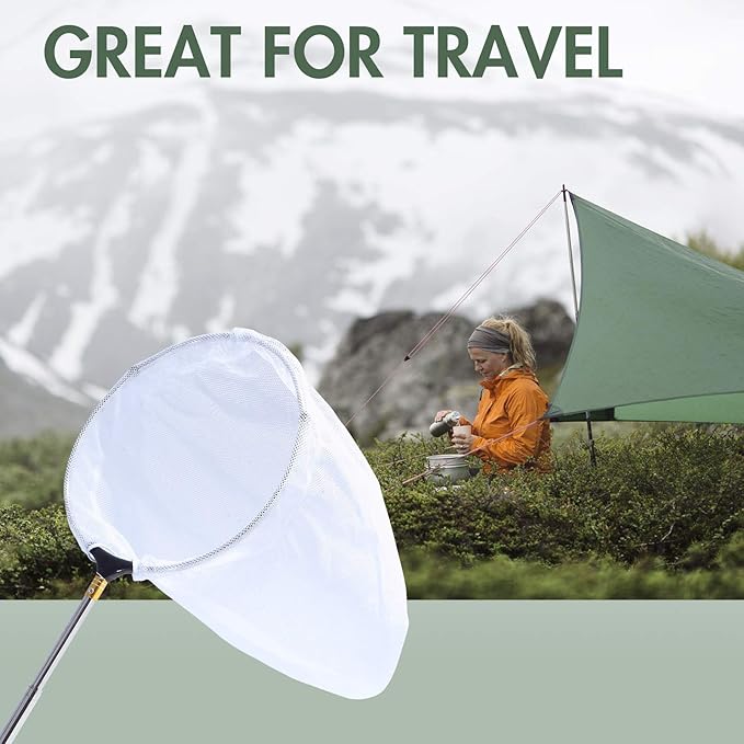 Telescopic Butterfly Net, Stainless Steel Extendable Fishing, 15 in - 70 in Insect Toy Nets for Kids and Family (Silver)