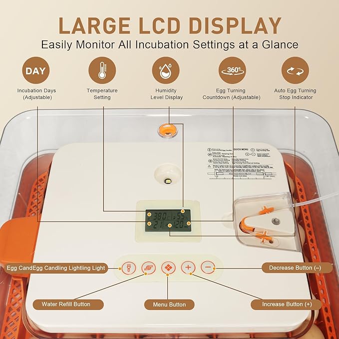 2nd Nest - 56 Egg Incubator for Breeders, Fully Automated, Accurate Humidity & Temp Control, Chick Separator, Flexible Egg Spacing, Custom Incubation Days, Auto Turning & Auto Stop, Easy Monitoring