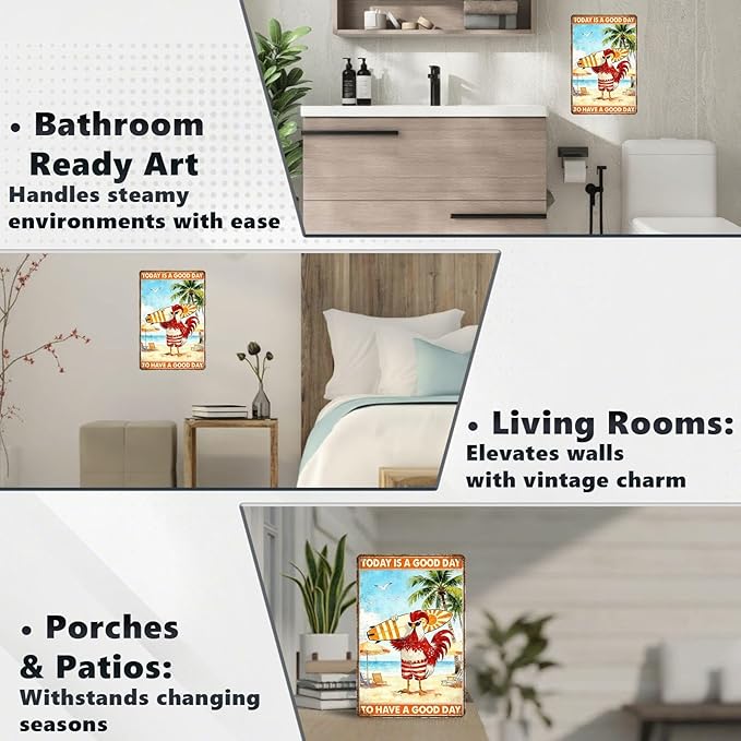 Funny Chicken Metal Sign Beach House Decor Today Is A Good Day To Have A Good Day Tin Signs Vintage Poster Wall Decor For Home Cafe Kitchen Bar Man cave Swimming Pool Office 12 * 8 In