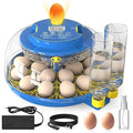 18 Egg Incubator for Hatching Eggs with Fully Automatic Egg Turning, Humidity Control by Bottles, Incubators for Chicken, Ducks, Quail, and Other Poultry Eggs, 360° View with Clear Window