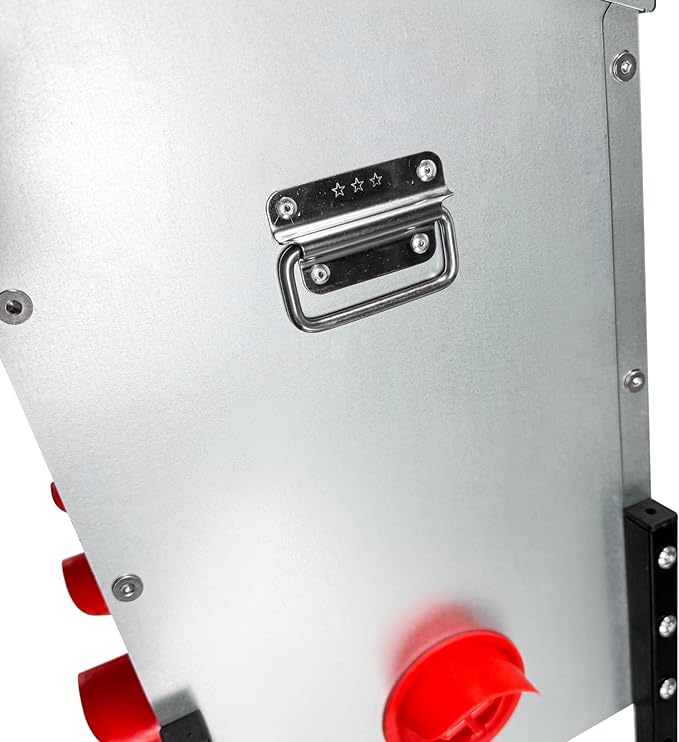 Automatic Chicken Feeder 95LB Large Capacity Poultry Feeders with 10 No Waste Feeding Ports Galvanized Metal Feeder Box with Adjustable Legs Locking Lid and Handles for Outdoor