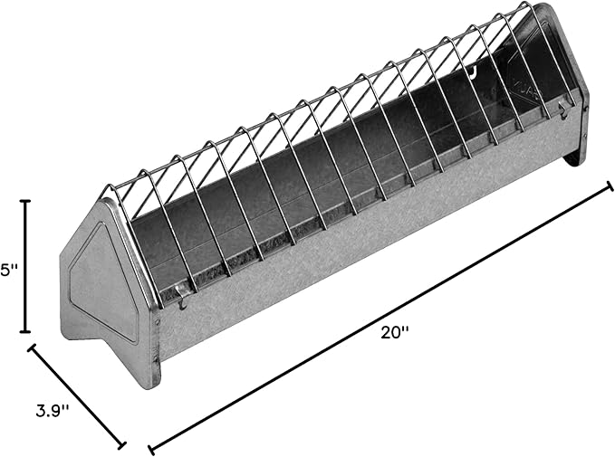 Little Giant® Metal Poultry Trough Feeder | Galvanized Steel Poultry Trough Feeder with Grate | 20"