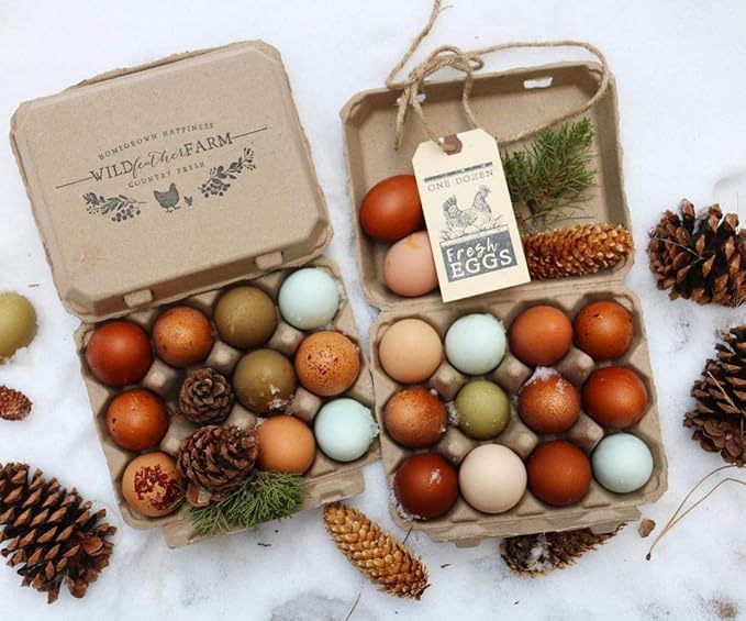 "Vintage Egg Cartons for 12 Large Eggs – Classic 3x4 Layout – Durable Recycled Cardboard – Farmhouse Style – Eco-Friendly Packaging - Tan 65 Pack