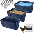 Chicken Feeder,Hanging Goat Feeders,Hanging Poultry Feeder for Sheep, Duck and Dog, Fence Feeder Trough Livestock Feeding Container, Chicken Coop Accessories, 3 Pack Blue Chicken Feeder Waterer