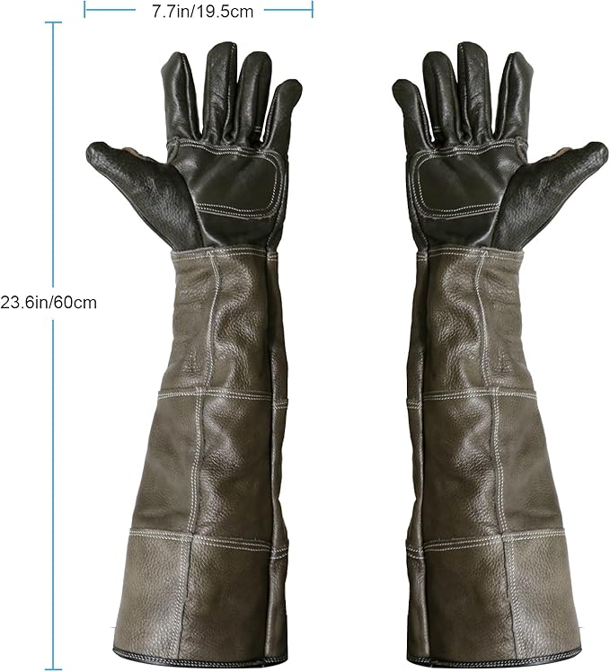 Animal Handling Gloves Bite Proof Reinforced Leather for Dog Training Cat Scratch Falcon Reptile Grabbing Snake