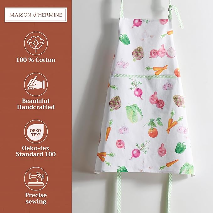 Maison d' Hermine 100% Cotton Apron for women with Pocket Kitchen Chef Apron for Men Cooking Easter Decorations