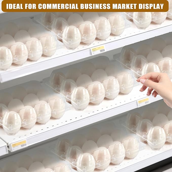 120 Pack Duck Egg Cartons Jumbo Egg Cartons Cheap Bulk with Sticker Labels Clear Empty Plastic Egg Containers Extra Large for Home Ranch Farm Commercial Market Display, 2×3 Grids