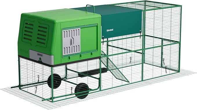 Durable Tall Plastic Large Chicken Coop with Run Outdoor - Easy Assembly Ajustable Portable Chicken House with Insulated Besting Boxes, Waterproof Cover, Clean Drawer, Mobile Wheels (Extend)