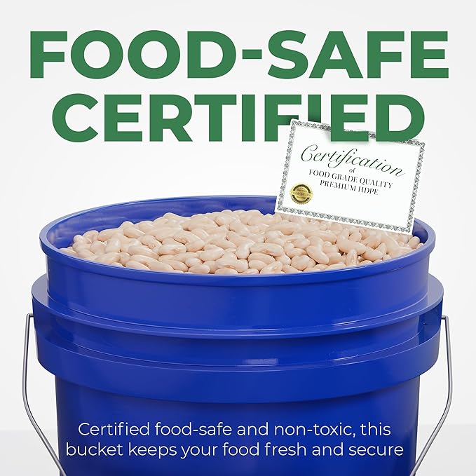 EconoHome 5-Gallon Dark Blue Bucket Pail Container with Lid | Metal Handles with Plastic Grip for Easy Carrying | Easy Stack and Store | Heavy-Duty Extra Durable | Food Grade | BPA Free - 2 Pack