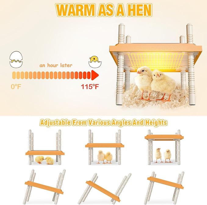 Brooder Box for Chicks Wooden Chick Brooder with Heat Lamp Large Brooder Plate for Baby Chicks, Ducks, Quails Birds