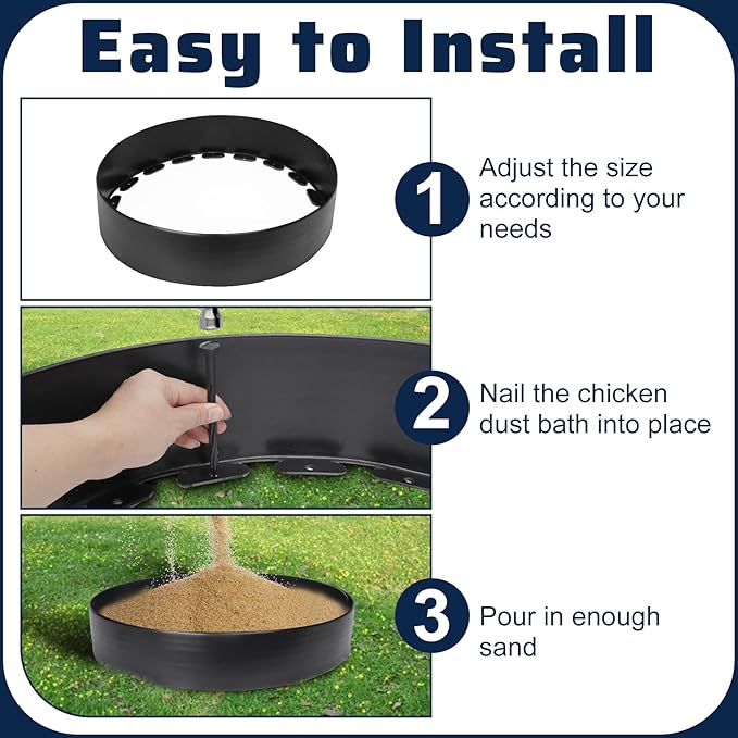 Chicken Dust Bath Tub,25"D x 5 5/8"H Adjustable Chicken Dust Bath,Bottomless Design Dust Bath for Chickens,Chicken Coop Cleaner Container for Farms, Chicken Coops,Lawn,Chicken Coop Accessories