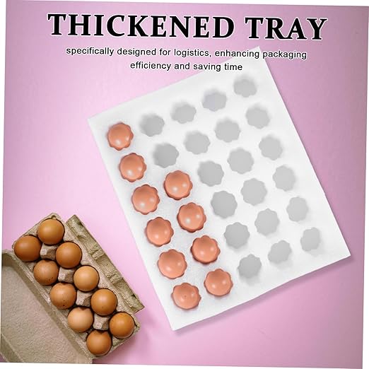 IMIKEYA Reusable Quail Egg Holder Foam Pad for Transportation Shock-absorbing Egg Crate for Refrigerator Storage Capacity Tray White