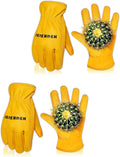 Leather Work Gloves, Puncture Proof Garden Gloves for Women, Heavy Duty Safety Working Gloves for Men