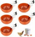 Chicken Waterer Cups 5 Packs,Duck Chick Waterer Chicken Feeder Cups,Automatic Waterer Feeder with Anti-Leak System for Chicken,Duck,Goose,Bunny(Orange)