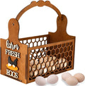 Rustic Farm Wooden Egg Holder & Basket with Honeycomb Design - For Kitchen Countertop, Farm Collection & Tabletop Serving, Fresh Chicken Egg Storage