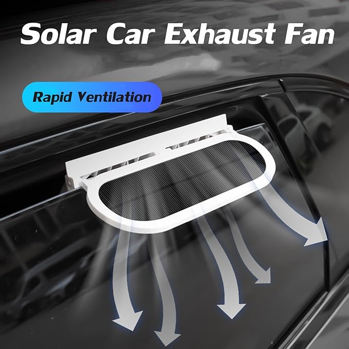 Car Solar Powered Exhaust Fan Car Window Exhaust Fans Vehicle Ventilation Fan Auto Air Vent Cool Fan Cooler Ventilation System Radiator Cooling Fans with Three Air Outlets, White