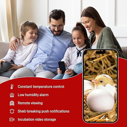 Automatic Egg Incubator for 12 Chicken Eggs with Camera APP Control, Temperature & Humidity Monitor, Auto Egg Turner, Record Life's Birth Moments for Chicken Duck Quail Pigeons