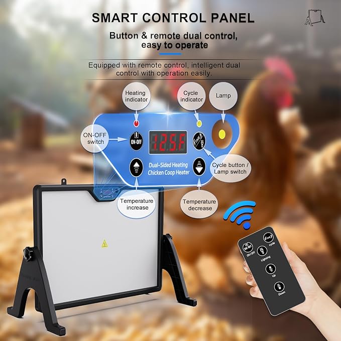 Brooder Plate for Chicks with Remote Control – Smart Chicken Coop Heater Plate for up to 25 Chicks, Dual-Sided Heating, Adjustable Temperature & Height, 180W Fast Heating Poultry Heat Plate