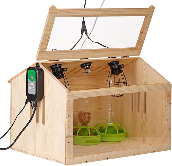 Chicken Brooder Box for Chicks Brooder Box with Thermostat Poultry Breeding Box with Feeder and Water for Chick Quail Duck Parrot Hamsters and Lizards