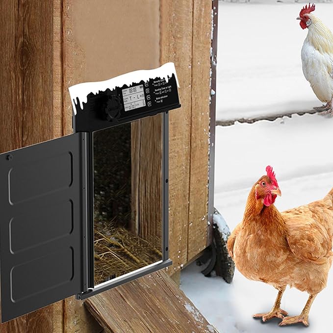 fosa Automatic Chicken Coop Door Solar Powered with Timer, Light Sensor, Remote Control, 2000mAh Battery, Anti Pinch Design, USB Charging, Wide Chicken House Door