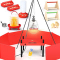 9 Pack Winter Chicken Brooder Box Starter with Heating Plate and 75w Heat Lamp, 0.8 Gallon Heated Chicken Waterer Fountain with Perch Set, 2.9 Lbs Flip Top Poultry Feeder for Coop Chick