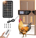 Automatic Chicken Coop Door, 4 Modes LCD Display Chicken Coop Door Solar Powered with Timer & Light Sensor, Aluminum Alloy Automatic Chicken Door with Anti-Pinch, IPX4 Waterproof