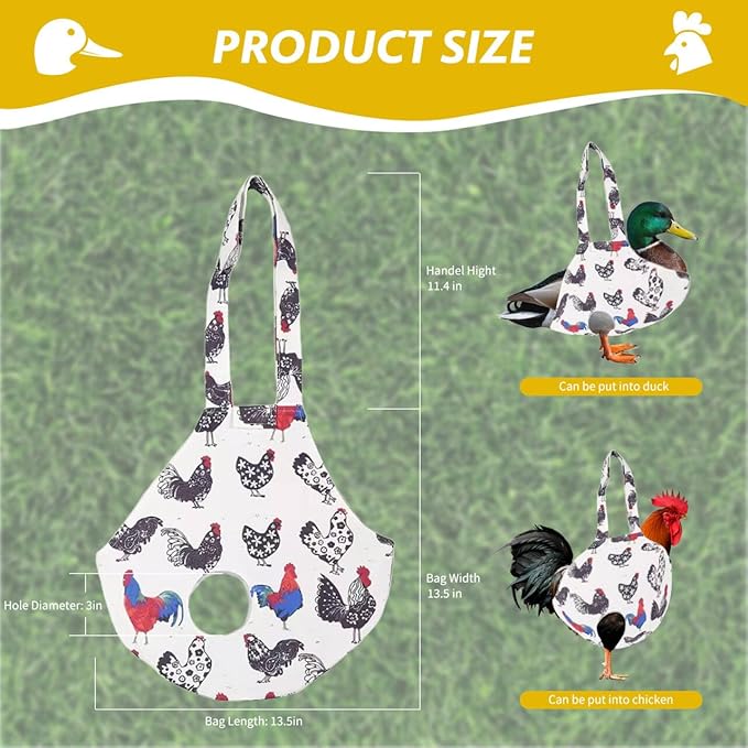 Chicken Holder Bag Chicken Medic Bag Chicken Carrier with Handle Chicken Supplies Catching Hand Bag for Hen Rooster Poultry Chicken Transport (White Mix color(1 Pack))