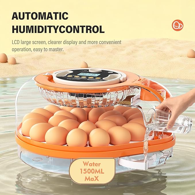 Incubators for Hatching Eggs Smart AI Voice Control 3 in 1 Auto Poultry Incubator Auto Temp Humidity Control Auto Egg Turning 26 Eggs Capacity for Farm Home Chicken Duck Quail Eggs Hatching