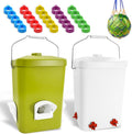 Automatic Chicken Feeder and Waterer Set 3 Gallon/25 Pounds No Waste Poultry Feeder Rain Proof Large Chicken Feeders Chicken Coop Accessories (Grass Green and White)