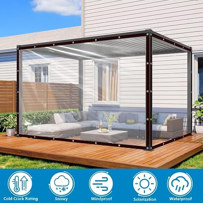Clear Tarps with Grommets 13x16ft,Heavy Duty Waterproof Tarp Cover,Transparent PVC Vinyl Tarpaulin for Outdoor,Plant,Garden,Chicken Coop,Patio,cat Litter