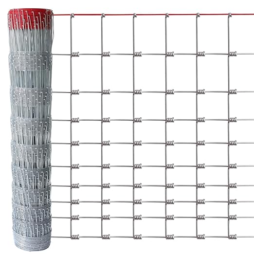 Farm Fence 5x164FT, Thickened 12 Gauge Galvanized Wire, Durable Woven Wire Fencing with Hinge Knot for Cattle, Goats & Sheep, Hog, Livestock Fence, Farm & Field Use