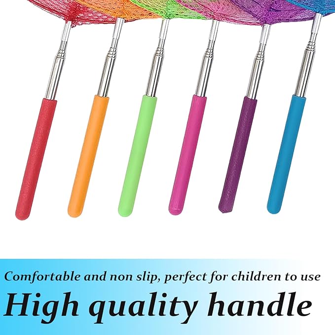 6 Pack Telescopic Butterfly Nets, Insect Catching Nets, Fishing Net, Nature Exploration Toys for Kids Outdoor Playing