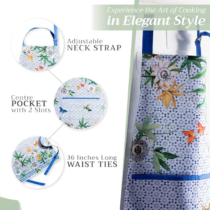 Maison d' Hermine 100% Cotton Apron for women with Pocket Kitchen Chef Apron for Men Cooking Easter Decorations
