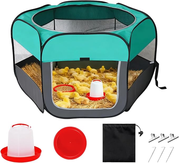 Pop Up Chicken Brooder Starter Kit - Easy to Assemble, Portable & Easy to Clean Brooder Box for Baby Chicks & Ducklings