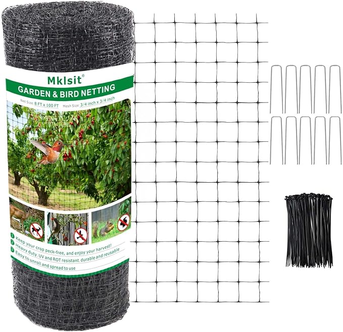 Deer Netting Fence, 8ft x 100ft Bird Netting Heavy Duty Garden Netting for Garden Protection Fruit Trees Vegetable Plants Against Birds, Deer and Other Animals