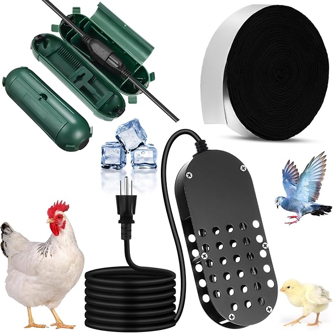 3 Pcs Submersible Water Heater Bird Bath Heater Chicken Waterer De-icer Water Trough Outdoor for Farm Pond Winter Poultry Livestock Tank Horse Drink, Pipe Tape Cord Cover(Black,250 W)