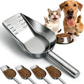 Mity rain Dog Food Scoop Stainless Steel with Long Handle, Precise Dog Food Measuring Cup 1, 3/4, 1/2, 1/4 Cup, Pet Scoop for Dogs, Cats, Rabbits, Animals, Metal Spoon for Dog Food Storage