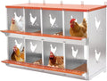 Chicken Nesting Boxes 8 Hole Roll Away Nesting Boxes with Vented Holes & Soft Nesting Pads Wall Mountable Laying Boxes for Hens Easy Egg Collection for Chicken Coop, Backyard, Farms, Orange