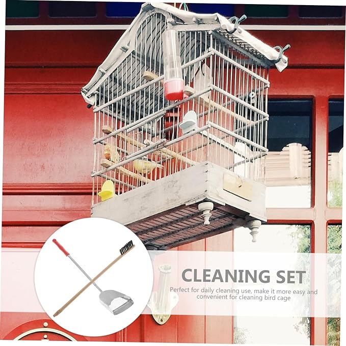 2pcs Bird Cage Cleaning Tools Set Brush Shovel for Parrot and Birds Efficient Waste Removal for Tidy Habitats Essential Pet Supplies