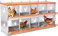 Chicken Nesting Boxes, 10 Rooms Hens Nest Box, Metal Poultry Nest Box Wall Mount for Chickens Egg Laying Box Collection Vented Holes Chicken Coop Cages Equipment, Orange (10 Rooms)