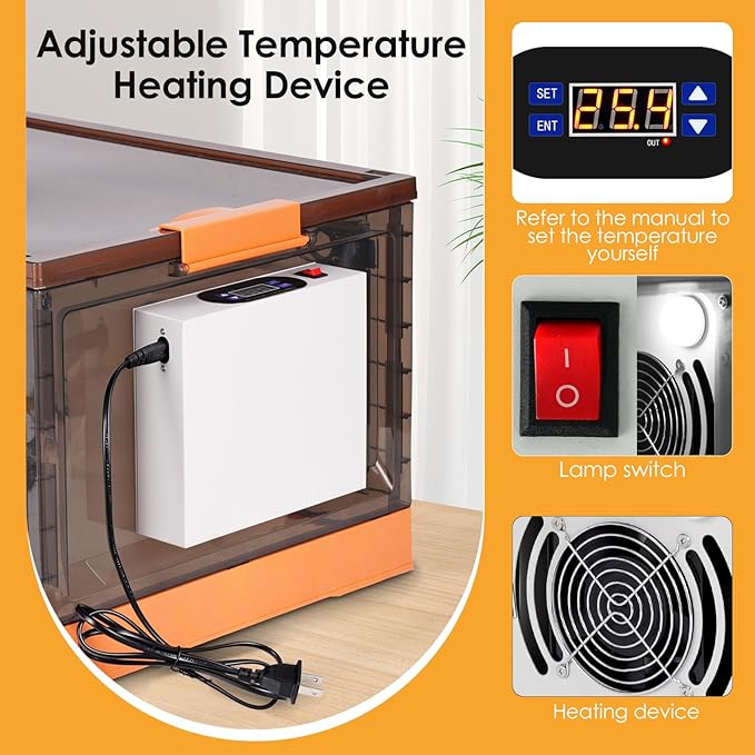 Chicken Brooder Box for Chicks with Chicken Coop Heater, Smart Temperature Control Chicken Brooder Heater, Chick Brooder with Chicken Feeder and Waterer Set for Chicks (23.6" x 16.5" x 17.8")