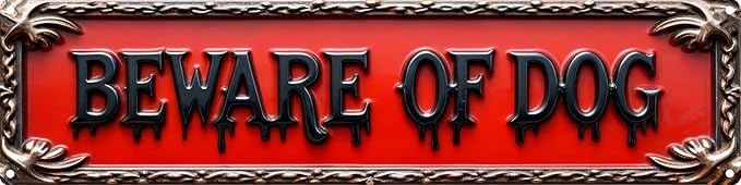 Vintage Warning Tin Beware Of Dog Retro Metal Sign Suitable For Home Street Shop Garage Bar Farm Garden - Multi-Purpose For Indoor/Outdoor Use Plaque 4x16 Inch
